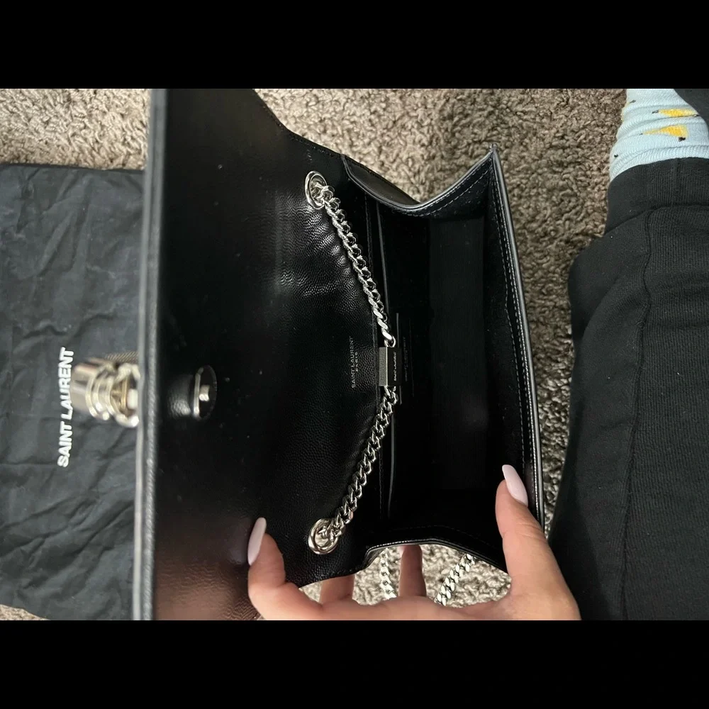 Black YSL purse with silver chain - Picture 4 of 6